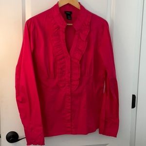 Women’s Magenta Blouse with ruffle and button detail